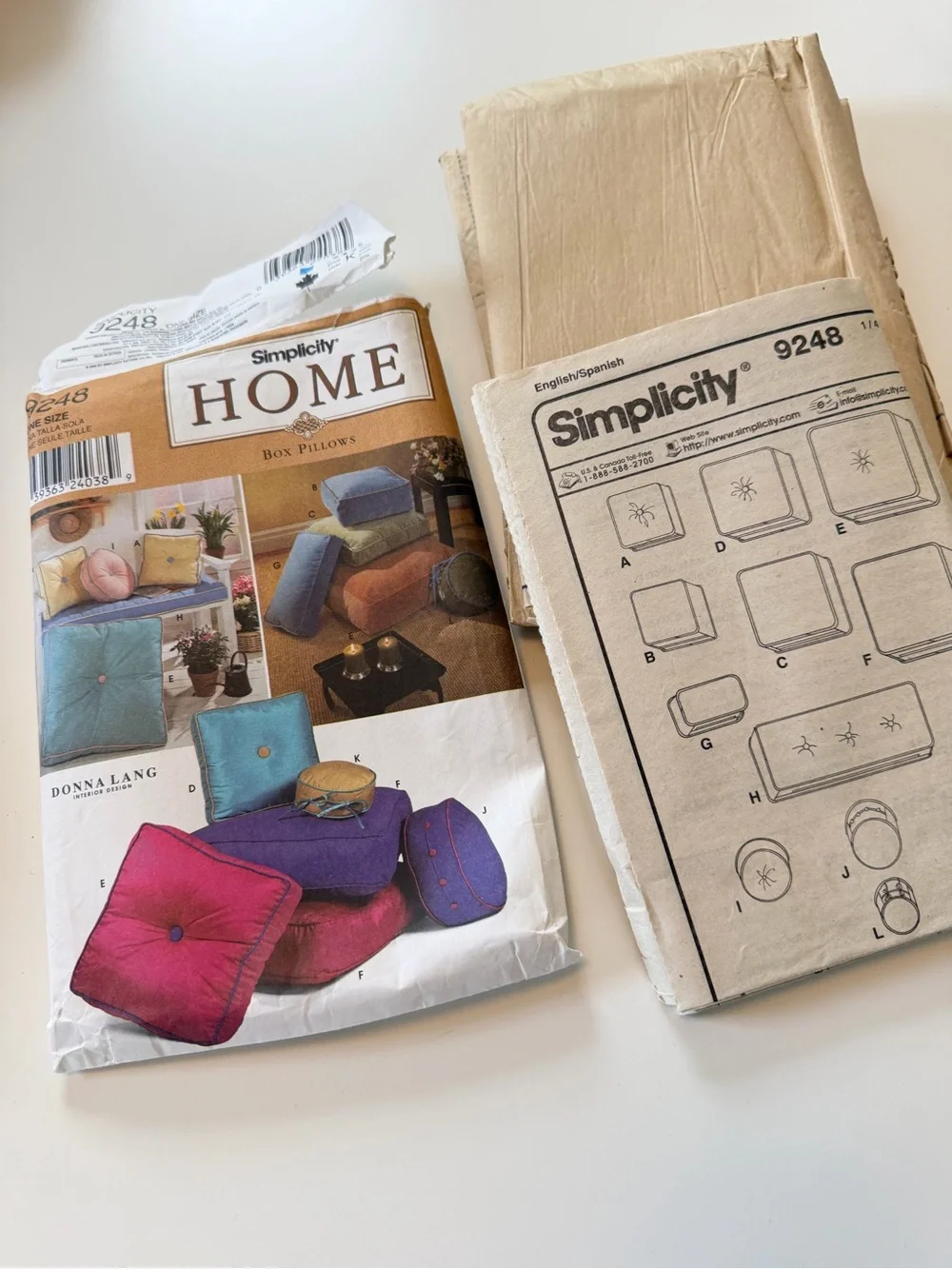 Simplicity Home 9248 Box Pillows Sewing Pattern -from 2000
